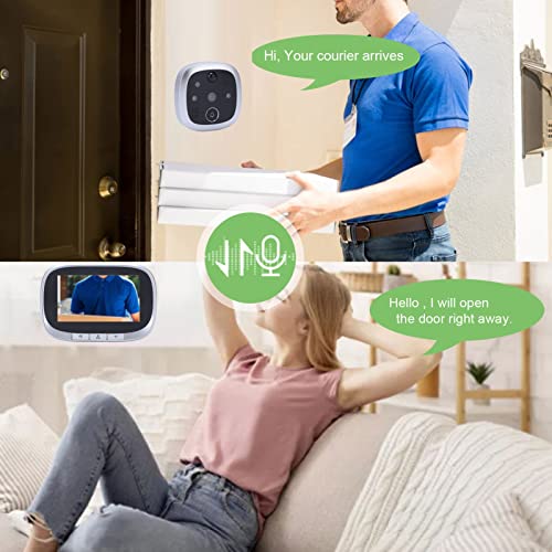 Câmera de Olho Mágico, áudio de 2 Vias 4,3 Polegadas Visualizador de Porta WiFi Visão Noturna para T