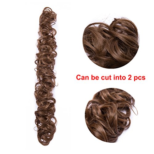 Benehair Messy Bun Hair Piece Juva Bun Hair Scrunchie Fluffy Curly Touseld Updo Diy Wrap Around Ponytail Hairpiece 32Inch Wavy Donut Chignons For Women Light Brown 85G #TOP2
