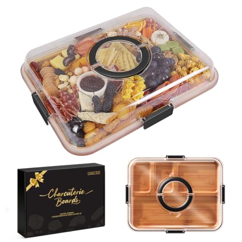 Renmxj Portable Charcuterie Boards with Lid, Cheese, Veggie & Snack Tray