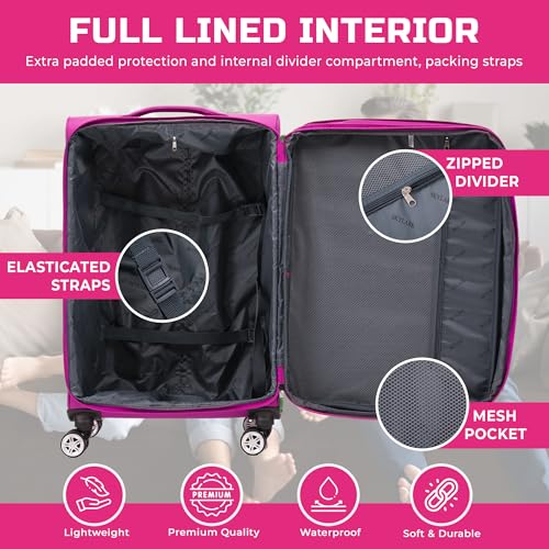 Cabin Suitcase Carry Suitcase 20" Lightweight 4 Wheels Spinner 3-Digit Combination Lock Soft Shell Luggage Hand Luggage Flight Bag for EasyJet Ryanair Birtish Airways and All Other Airlines 55x35x20 - Image 6
