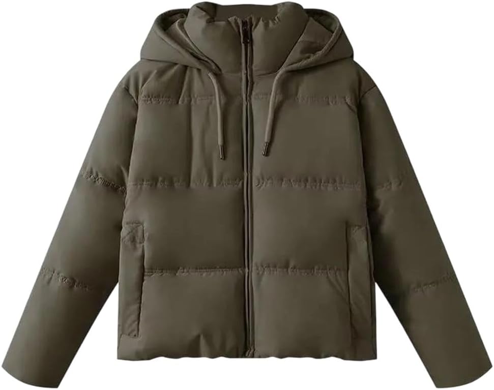Women’s Down Cotton Jacket Hooded Zipper Style European Fashion Thick Warm Winter Outerwear