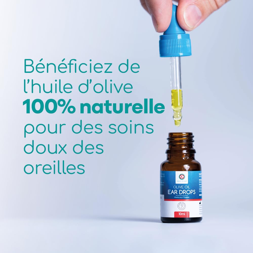 Medi Grade Kit de Seringue pour Nettoyage des Oreilles avec Huile d'olive et 3 Pointes Douces pour Retirer la Cire – Nettoyant pour Oreilles Réutilisable – Nettoie les Oreilles, Améliore l'audition