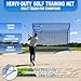 Golf Hitting Net with Extra Striking Net, 10x7ft Heavy Duty Golf Practice Net for Golfer Backyard Driving Swing, Golf Impact Net Cage Metal Frame with Storage Bag and Elevated Base, Indoor Outdoor Use