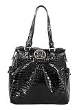 Kathy Van Zeeland Luggage Croco PVC 16' Shopper Bag (16in, Black)