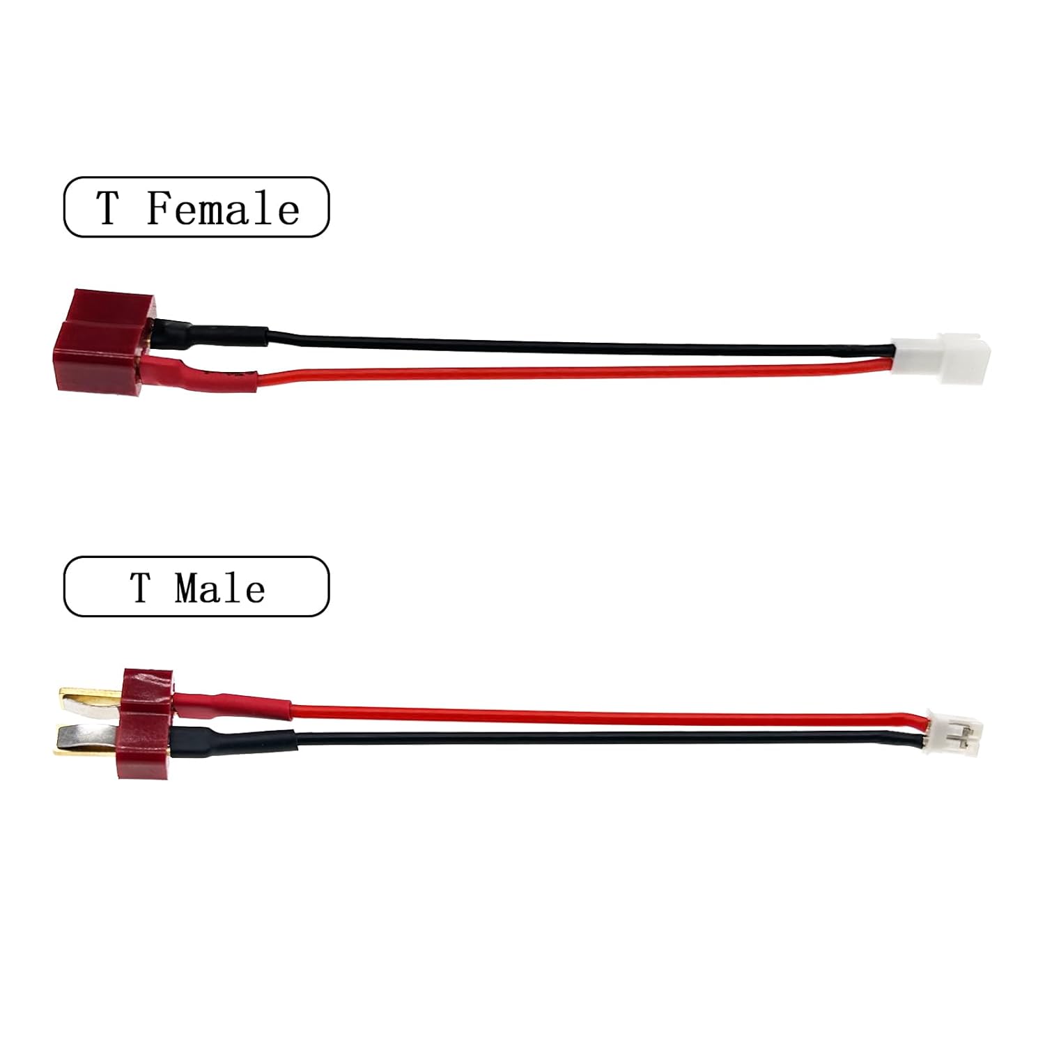 2Pairs Deans-T Plug to 2-PIN JST-PH2.0 Male Female Adapter Conversion Cable/Lead/Wire 22AWG 100mm for ESC 1/24 1/18 RC Crawler SCX24 AX24 TRX4M FCX24