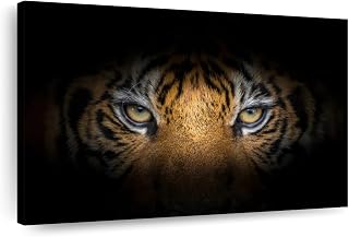 Elephant Stock Fierce Eyes Tiger Canvas - 1 Panel Predator's Eyes Photography Decor - Elegant Wildlife Wall Art, Hunting Decor, Wildlife Pictures Canvas - Predator's Eyes Photography Art - 12" X 8"