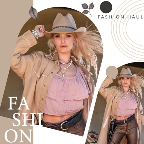 Inbagi 3 Pcs Boho Western Jewelry for Women Turquoise Jewelry Set Vintage Earrings Bracelet Western Bohemian Necklace for Women Cowboy Cowgirls2