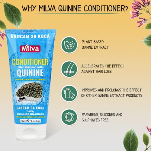 Milva Hair Conditioner for Dry Damaged Hair with Quinine Extract | Extends Action of Quinine Shampoo for Hair Growth | Hair Loss Treatment for Women | Natural Conditioner | Nourishes Scalp | 200 ML - Image 4