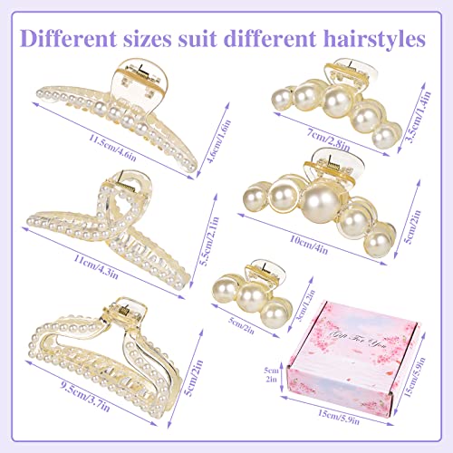 6 Pcs Pearl Hair Claw Clips, Fancy Pearl Wedding Hair Accessories Gift For Women Girls With Gift Box #TOP1