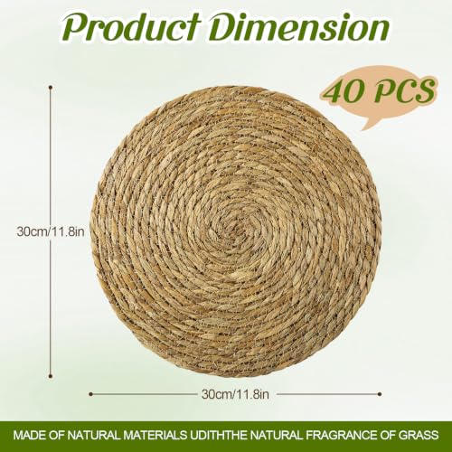 Image of Colingmill 40 Sets 11 Inch Round Woven Placemats Bulk Farmhouse Boho
