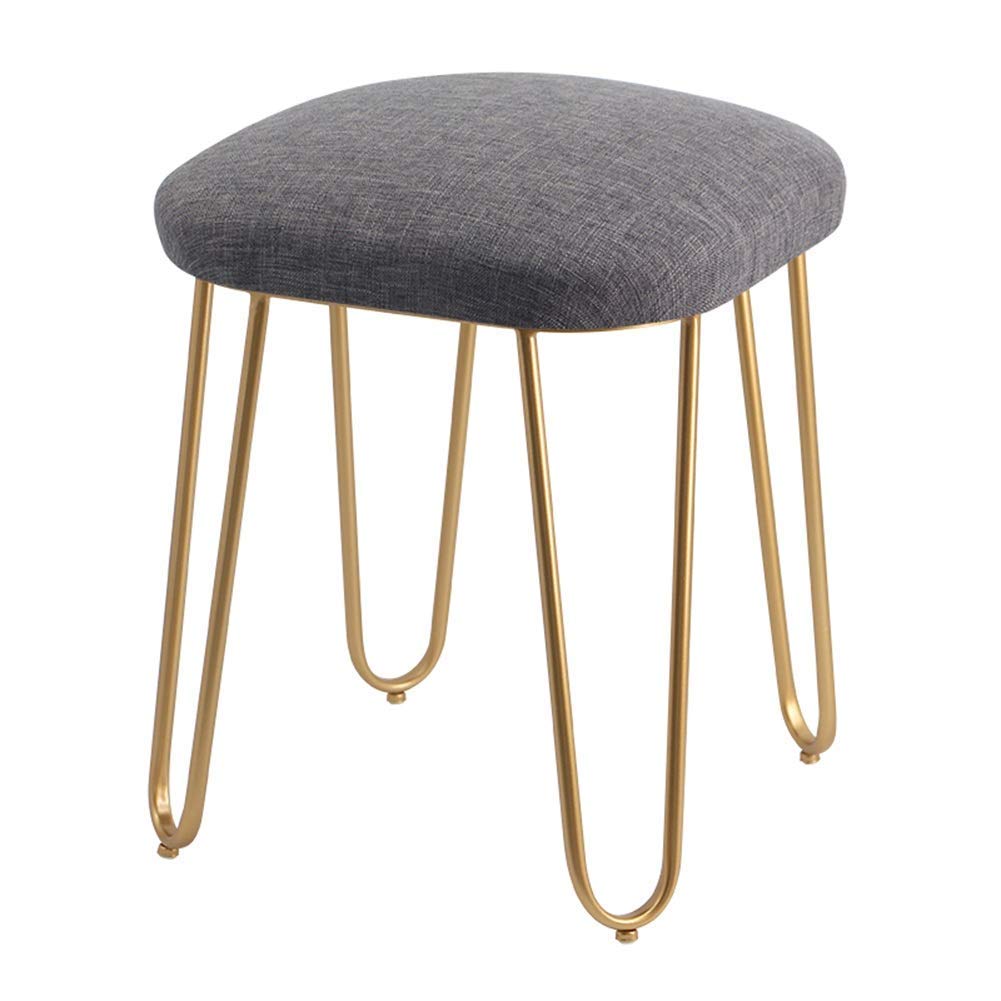 Taburete de maquillaje creativo para el tocador del dormitorio con elegantes patas doradas MU