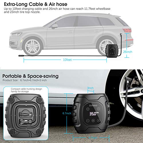 image for Aoboco Tire Inflator, DC 12V Tire Pump with Digital Touch Screen, Port
