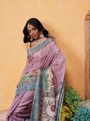 Image of Amazon Brand - Anarva Pattu Art Silk Woven Ready To Wear Saree Pink
