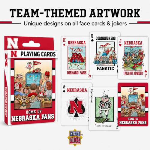 Image of Masterpieces NCAA Nebraska Cornhuskers Playing Cards - Officially Licensed 54 Card Deck - Adult