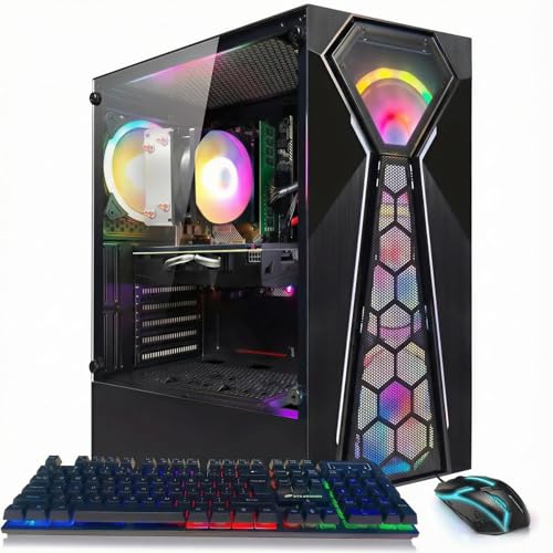 Image of STGAubron Gaming PC Desktop Computer, AMD Ryzen 3 3200G 3.6 GHz, Radeon RX 580 8G, 16G RAM, 512G SSD, WiFi 6, BT 5.0, RGB Fan x 4, Windows 11 Home