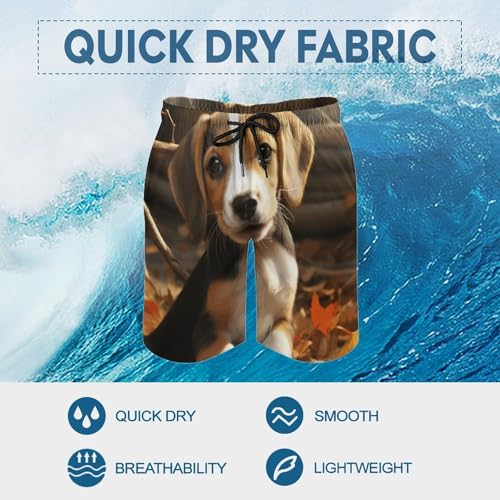 Men's Swim Trunks Quick Dry Board Shorts with Pockets Beach Shorts Cute Beagle Bathing Suits for Men3
