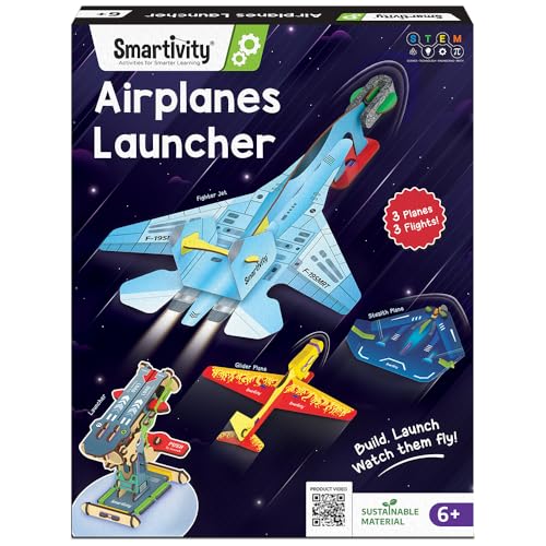 Smartivity 3in1 Airplanes Launcher Toy for Kids 6-12 | Build & Launch 3 Planes – Fighter Jet, Glider, Stealth | Birthday Gift for Boys & Girls I DIY STEM Toy for Ages 6,7,8,10,11,12 Years