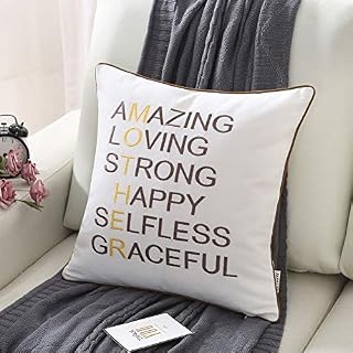 Sanmetex Mother in Law Gifts Embroidery Decorative Throw Pillow Cover with Natural Cotton