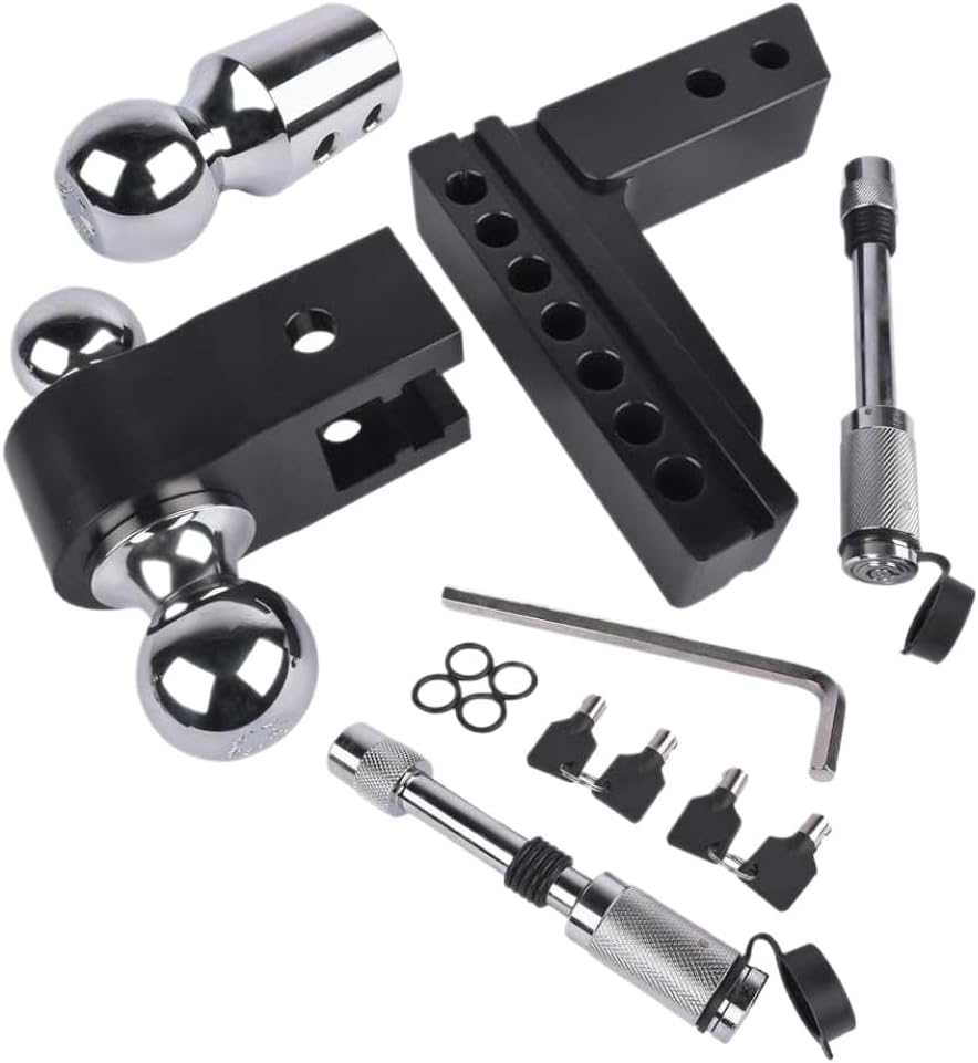 Trailer Hitch Compatible with 2 Inch Receiver 6 Inch Drop Rise Heavy Duty Aluminum