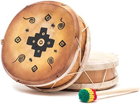 Peruvian Round Two-Sided Hand Drum - 8 in Chakana