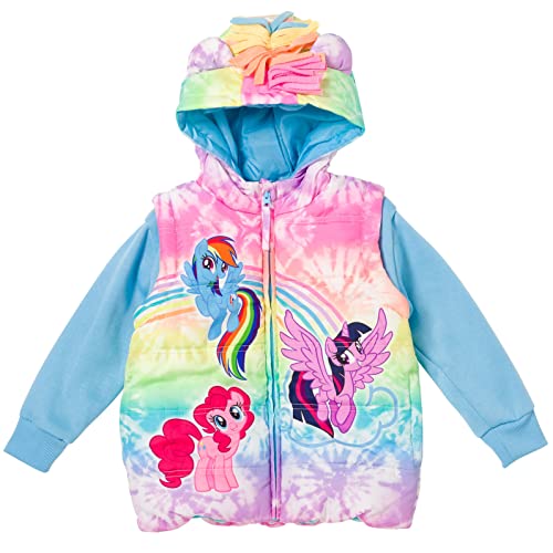My Little Pony Twilight Sparkle Pinkie Pie Rainbow Dash Girls Zip Up Vest 2fer Jacket Toddler to Big Kid4