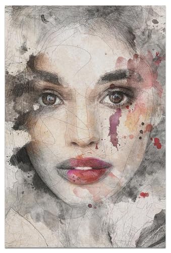 Women Poster Those Charming Eyes Picture Portrait Painting Gouache Line