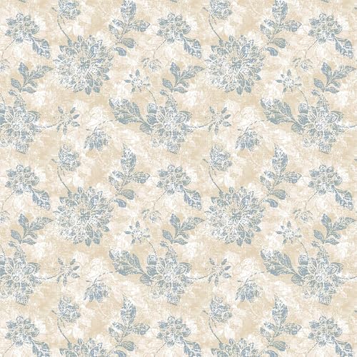 Image of LANE LINEN 400TC Morrison Bloom Super King Size Bedsheet with 4 Pillow Cases | 100% Cotton Digital Print Bedding Set (2.74 M x 2.74 M) | Modern Floral Pattern for Luxurious Comfort (Brown & Blue)