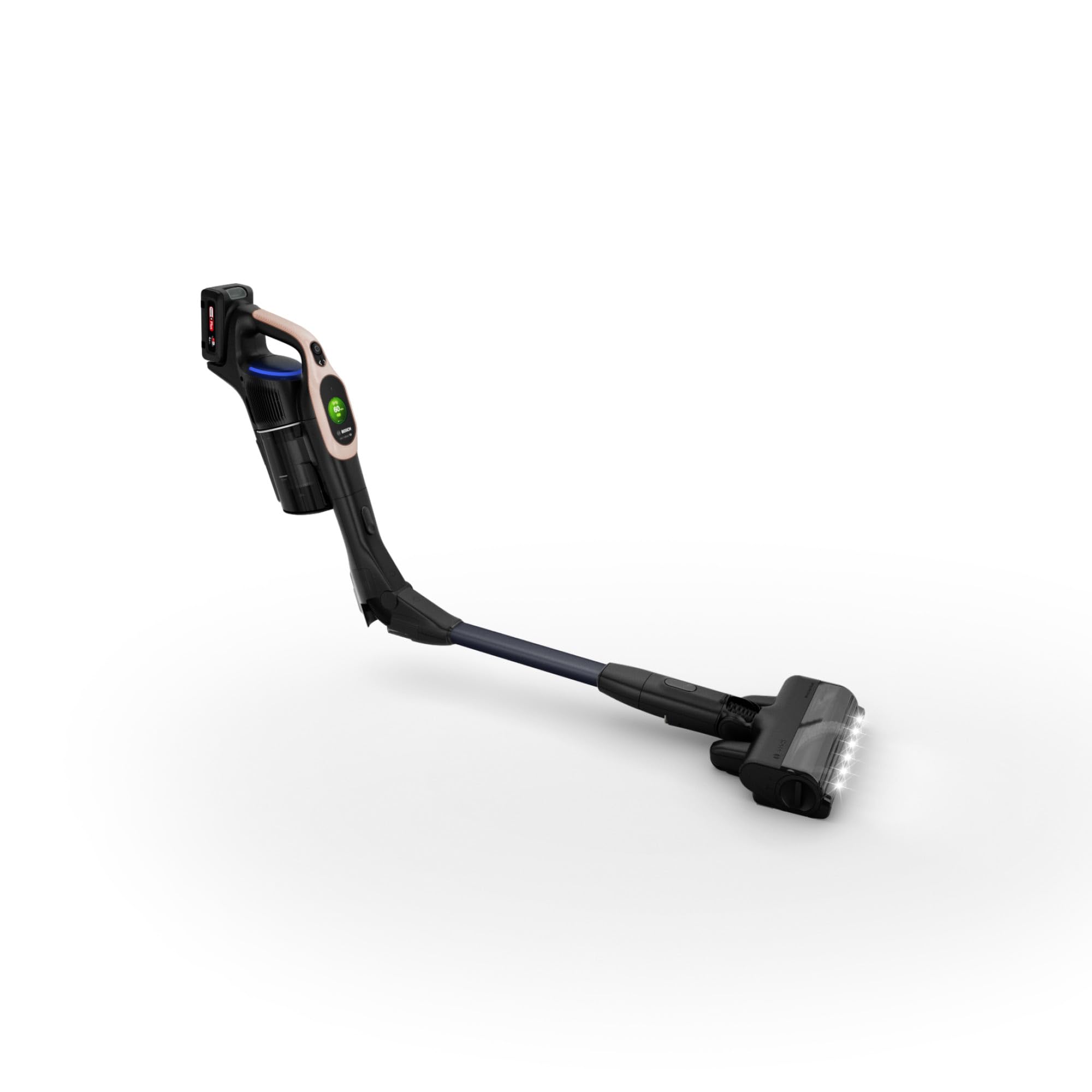 Bosch Unlimited 10 BKS104RHF, Scopa Elettrica Ricaricabile, Batteria Ricaricabile da 4,0 Ah, Tecnologia MicroClean, Compressore Slider, Tubo Flessibile, Luci LED, Rosa Cipria