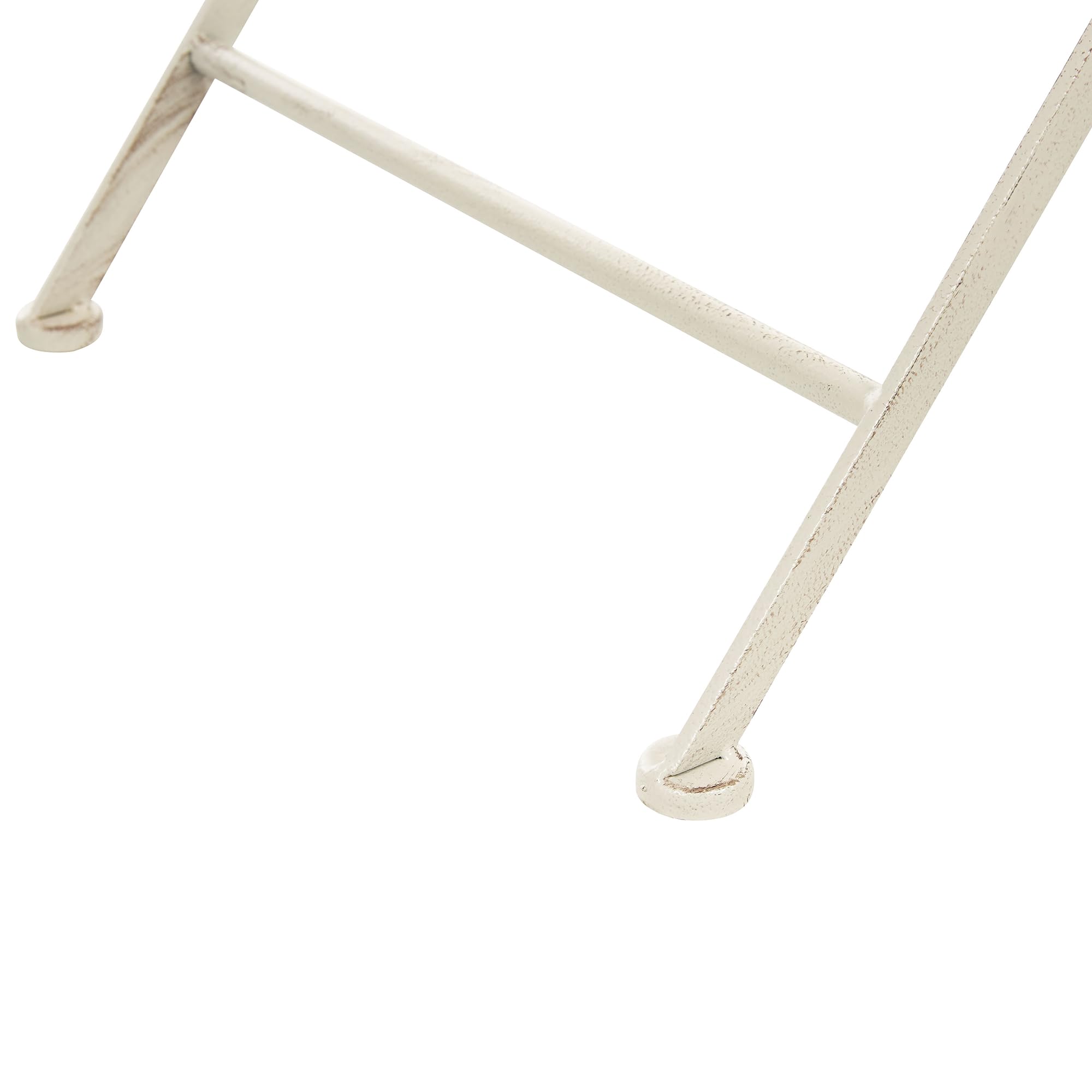 Beliani Mesa de balcón Hierro Blanco Crema Metal Envejecido Plegable Redonda 90 cm Exterior Resistente a los Rayos UV Estilo Retro francés Bivio