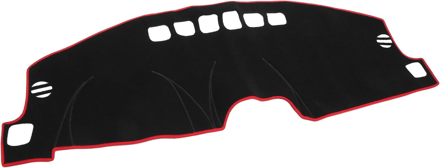 Dash Cover - Car Center Console Non-Slip Dash Board Mat - for Jeep Compass 2009-2016 - Polyester Black Red - 1Pc