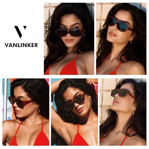 VANLINKER Retro 70s Square Aviator Sunglasses Women Men Trendy Vintage Rectangle Polarized Sunnies VL97922