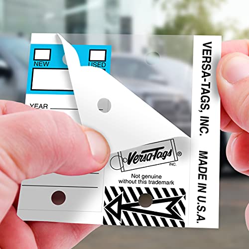 Image of Versa-Tags 250 Per Box, Self-Protecting Paper Key Tags with Chrome-Plated Split Rings Perfect for Car Truck Or RV Dealers Top Stripe Blue