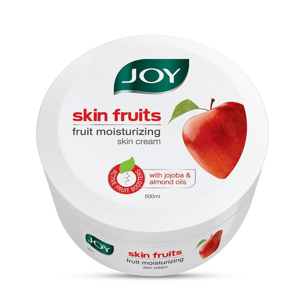 GenericJ'oy Skin Fruits Moisturizing Skin Cream With Apple, Jojoba & Almond Oil (500ml) | Quick Absorbing & Non Sticky Moisturizer for Face, Hands & Body | For Healthy, Soft & Glowing Skin