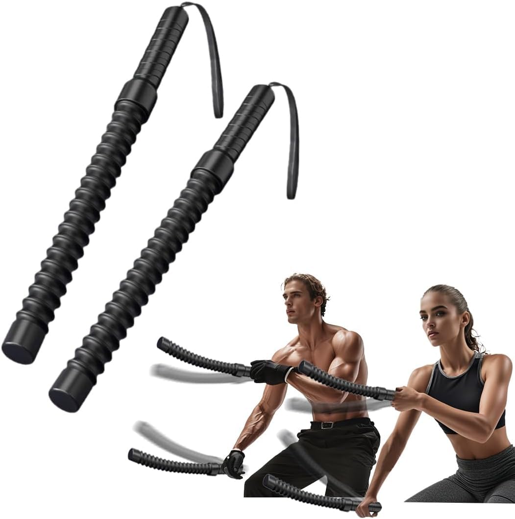 Renborn Black Ropeless Battle Ropes, 2 Pcs Air Ropes Ropeless Battle Rope-S For Home Workout, Exercise Training Rope-S Heavy For Indoor Outdoor Home Gym Arm Strength Workout