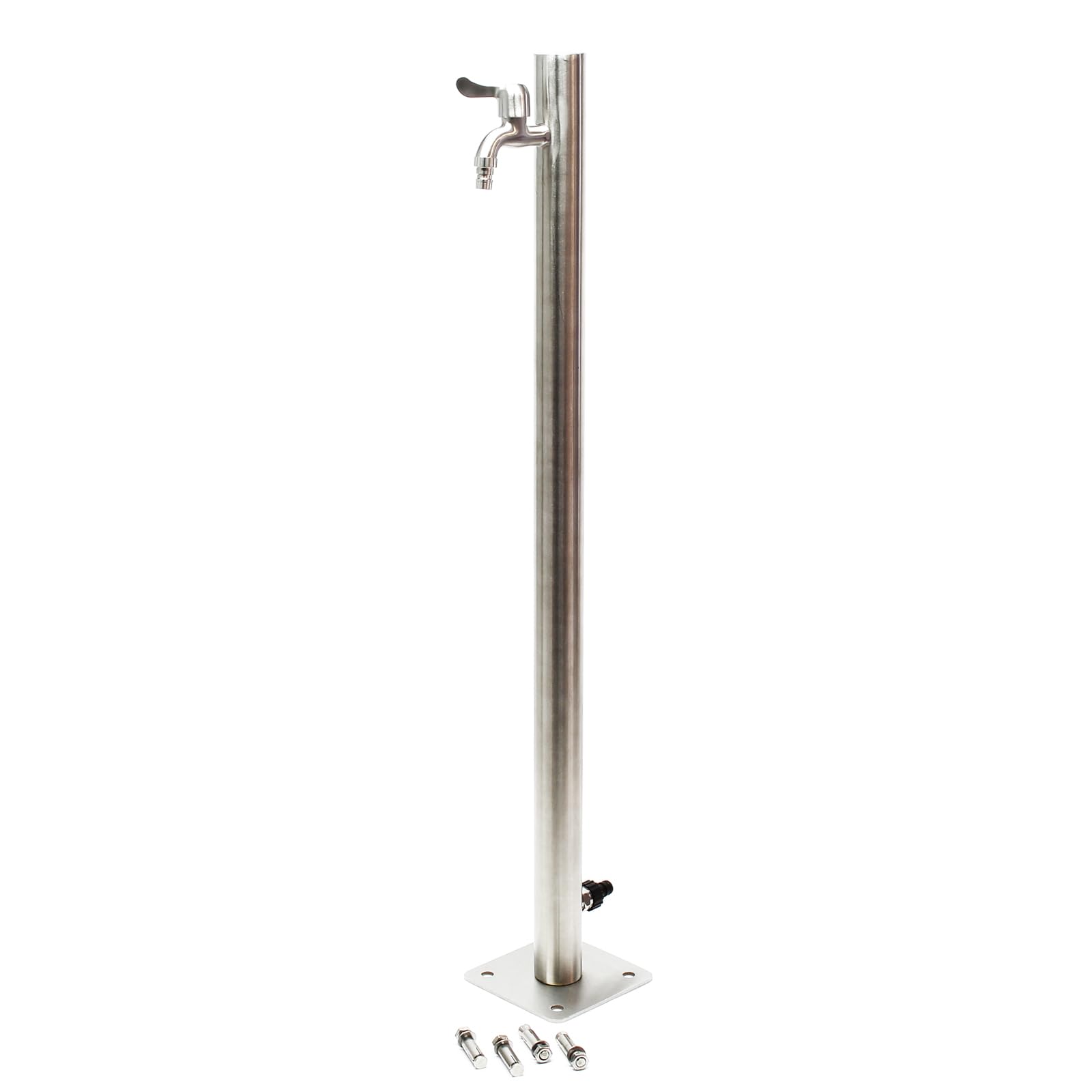 Naturewater Columna de agua 95,5cm redonda de jardín acero inoxidable grifo resistente a las heladas