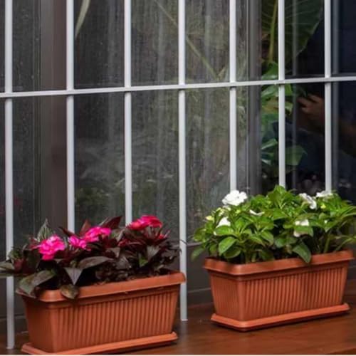 Image of Bello Rectangle 30cm Black Plastic Planter | Rectangular Flower Pot for Home & Garden (Pack of 3)