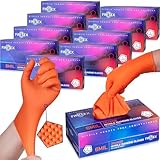 FINITEX Industrial Diamond Texture Nitrile Orange Glove - 1000PCS Chemical Resistant 6.3mil Mechanic Disposable Gloves(Small)