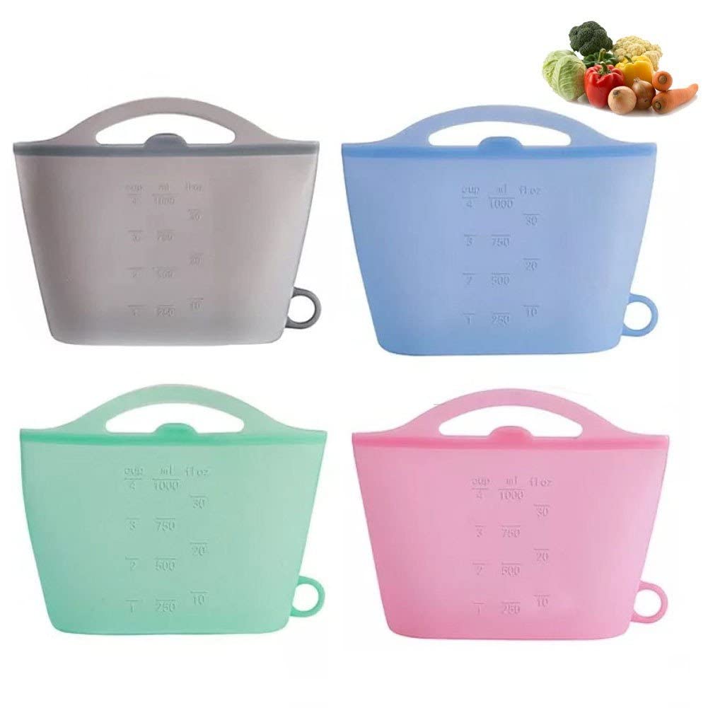 Sac de rangement alimentaire réutilisable pour stopper le gaspillage 4 Pcs