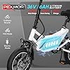 PEXMOR Electric Bike for Adults, Peak 500W Folding Ebike, Full Suspension, 36V 6AH Battery, 14" Foldable Commuter City Electric Bicycle for Adults/Teens, 3 Modes, Complies to UL2849 #1