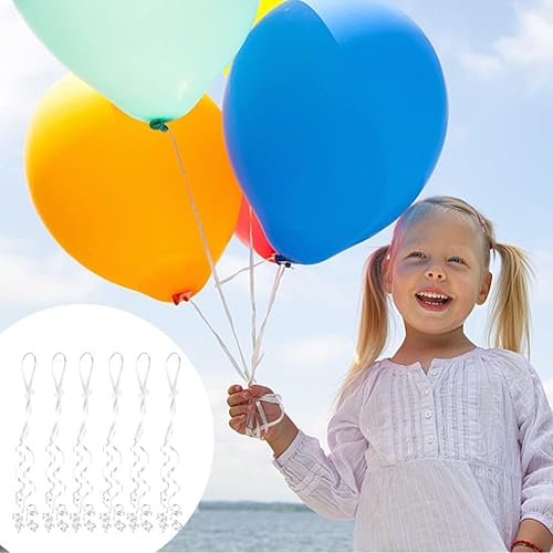 Miniatura 5 de 50 cierres de globos, cuerdas de globos de 3.9 ft, clips redondos de plástico blanco con cuerdas para bodas, fiestas de Navidad, decoración (blanco)