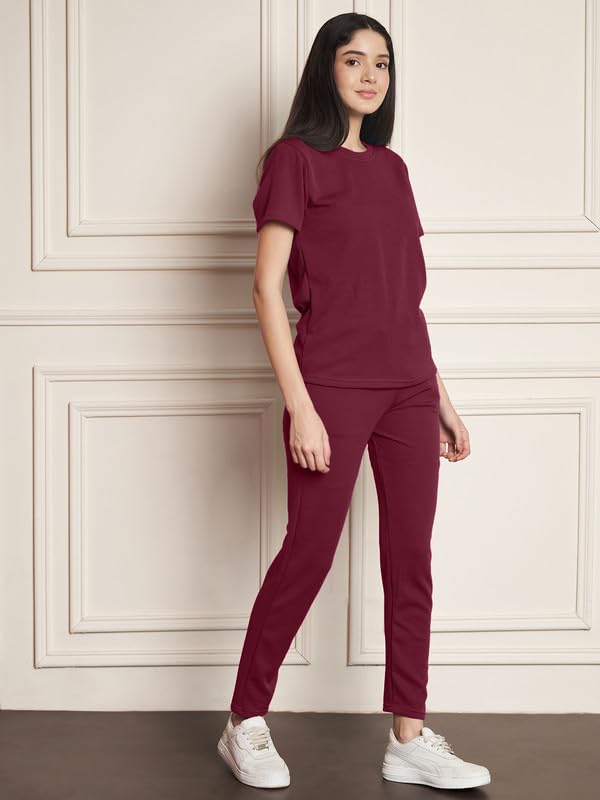 Image of DTR FASHION Polyester Blend Solid Lining Tracksuit | Night Wear Suit For Women