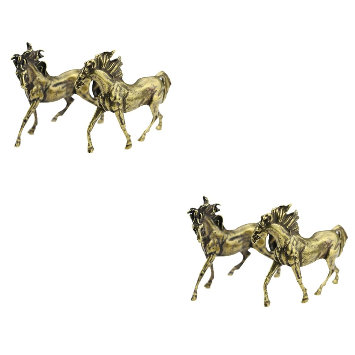 LIFKOME 2paare Retro Messing Pferdestatuen Dekorative Figuren Für Schreibtisch Und Zuhause Antike Pferdeornamente Aus Hochwertigem Messing Für Stilvolle Inneneinrichtung