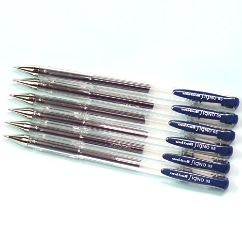 Bolígrafo Uni-Ball Signo Standard Gel 0.5 mm Azul Negro x6 miniatura 2