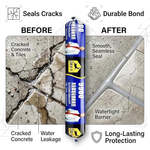 Image of Waterproof Silicone Sealant 9900 Fast Dry Leak Repair Adhesive - Multi Surface Gap Filler for Roof, Concrete, Water Tank, Bathroom & Kitchen | Weather Resistant Neutral Cure Sealant Tube