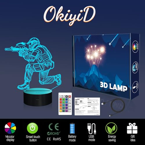 Image of OkiyiD Paintball Night Light 3D Illusion Lamp with 16 Colors Remote Control, Paintball Gifts for Boys & Men, Paintball Accessories Stuff Gift for Kids Boys Birthday Xmas Decor