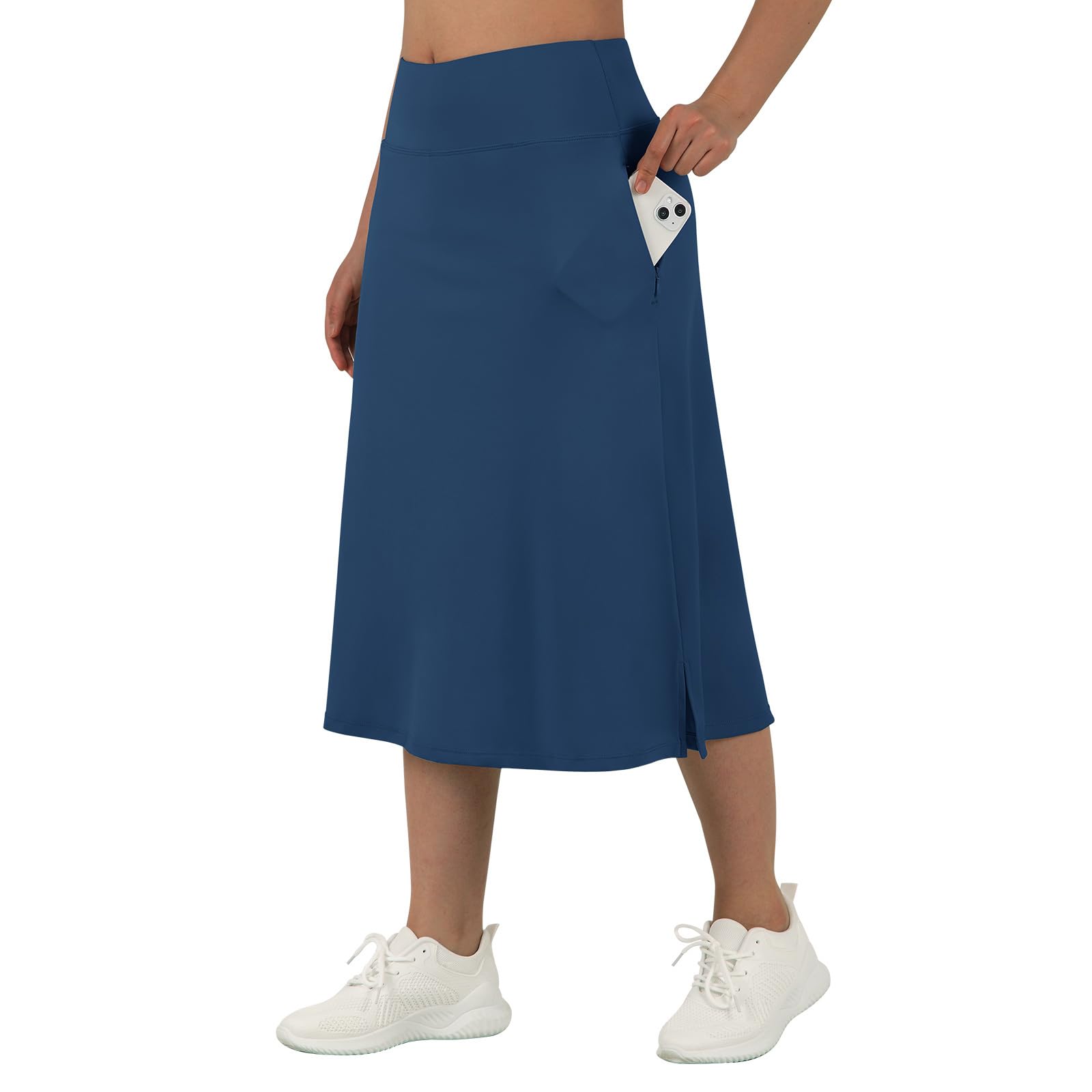 beroy Women 28" Long Skorts for Woman with 2 Pockets Modest Skirt with Shorts Underneath High Waisted Long Skorts