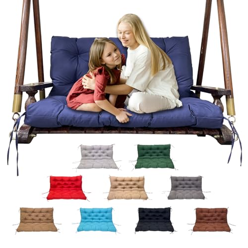 Porch Replacement Swing Cushions for Outdoor: 2-3 Seater Garden Waterproof Patio Bench Cushion with Ties - 4