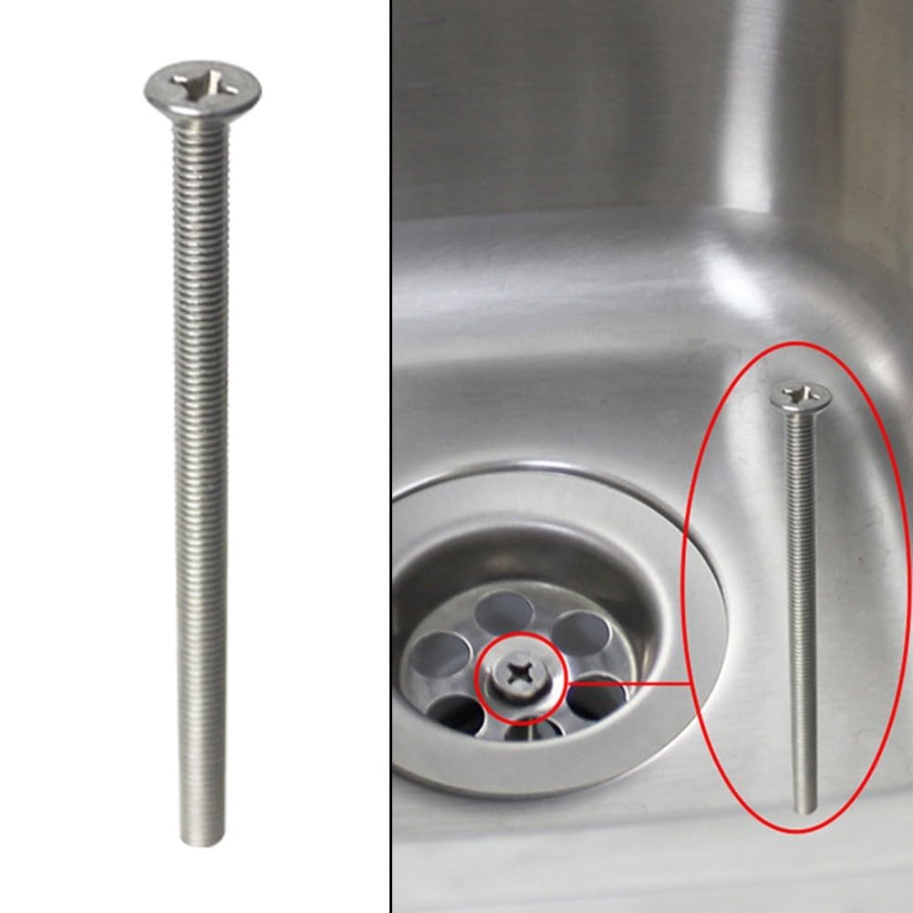 Filtre d'évier en acier inoxydable de 90 mm avec connecteur à vis et boulon pour installation de bonde d'évier de cuisine, ajustement sécurisé sans fuite, argenté