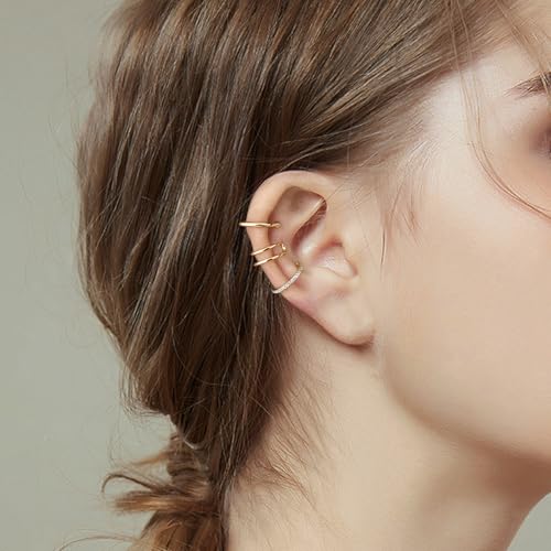 SEVENWELL 14K Gold Ear Cuff No Piercing Adjustable Cartilage Earrings 925 Sterling Silver Ear Clip Fake Earrings3