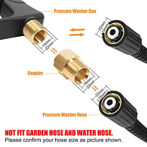 BEETRO 16.5'' Pressure Washer Surface Cleaner Power Washer Attachment with 3 Wheels, Stainless Steel Housing, 2 Extension Wands, 2 Replacement Nozzle, Spray Gun, 4000 PSI, 1.8-3.7 GPM
